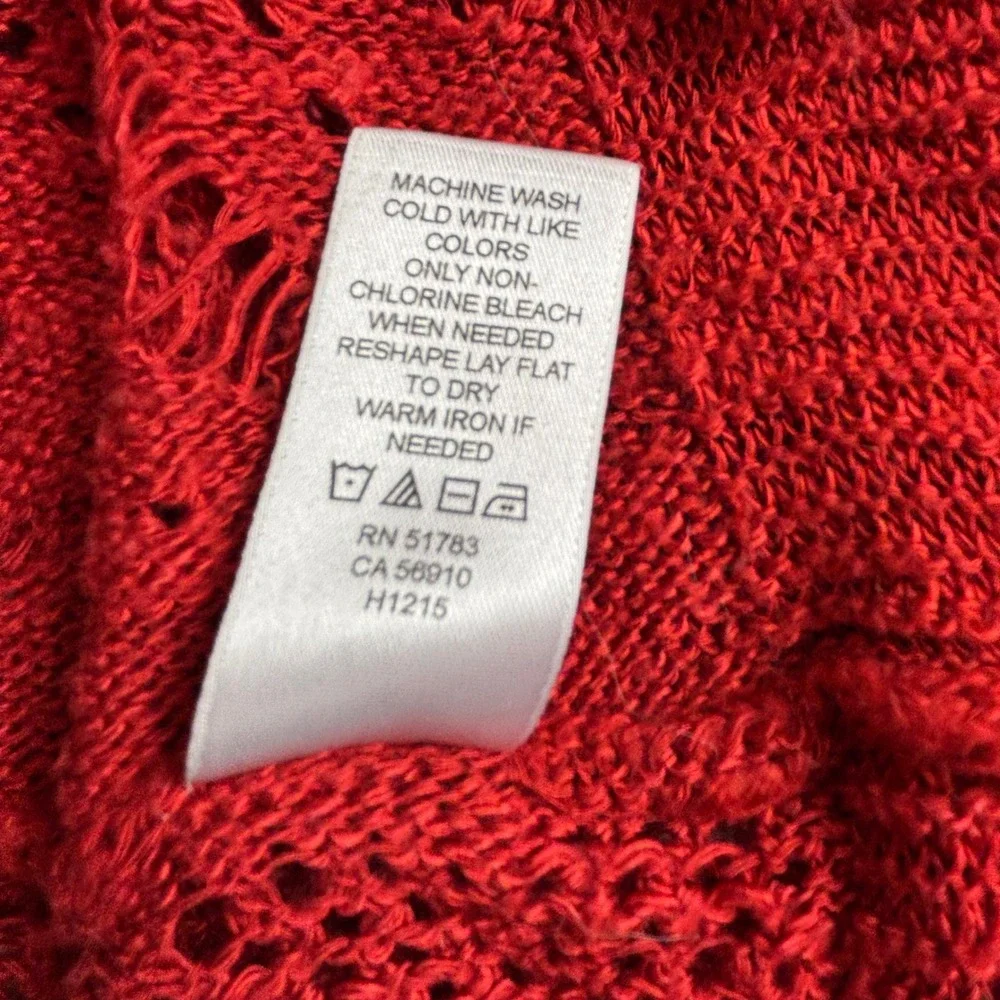 Maurices Red‎ Cardigan Boho Cottagecore Holiday Open Front Crochet Sleeveless  M